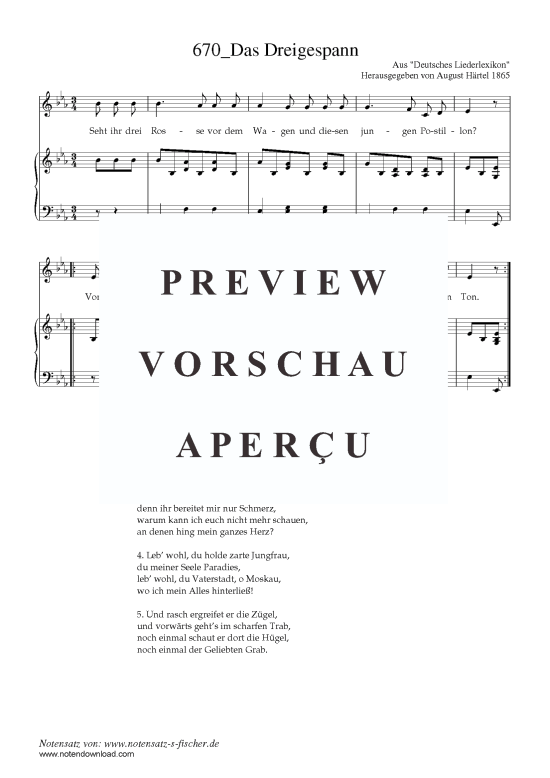 Das Dreigespann (Klavier + Gesang) (Klavier  Gesang) von Aus Deutsches Liederlexikon A. H rtel (1865)