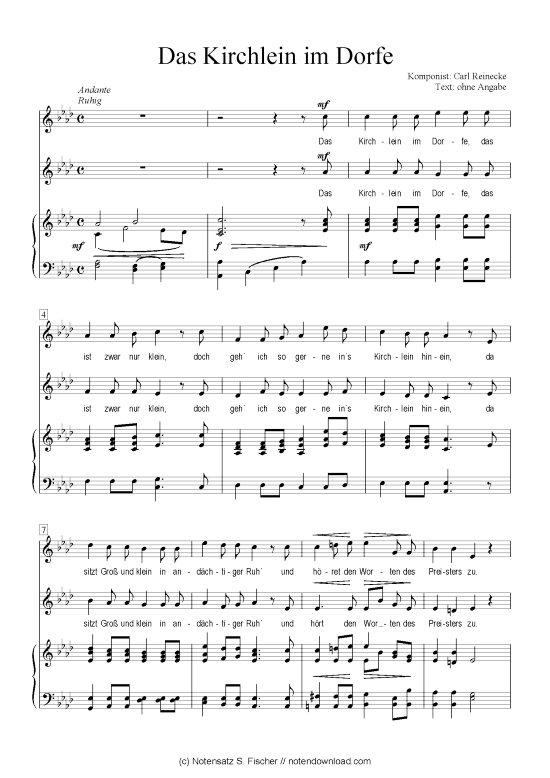 Das Kirchlein im Dorfe (Klavier + Gesang) (Klavier  Gesang) von Carl Reinecke 