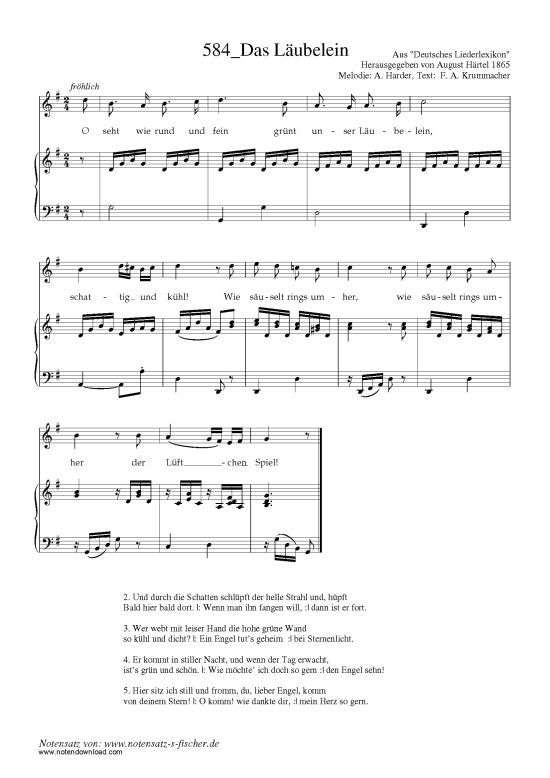 Das L ubelein (Klavier + Gesang) (Klavier  Gesang) von Aus Deutsches Liederlexikon A. H rtel (1865)
