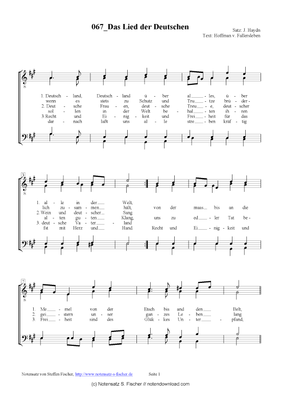 Das Lied der Deutschen (M nnerchor) (M nnerchor) von J. Haydn  Hoffmann v. Fallersleben