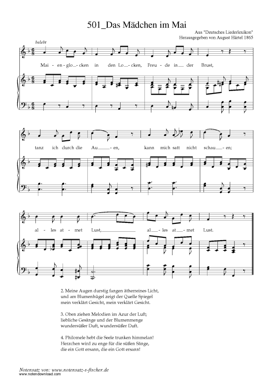 Das M dchen im Mai (Klavier + Gesang) (Klavier  Gesang) von Aus Deutsches Liederlexikon A. H rtel (1865)