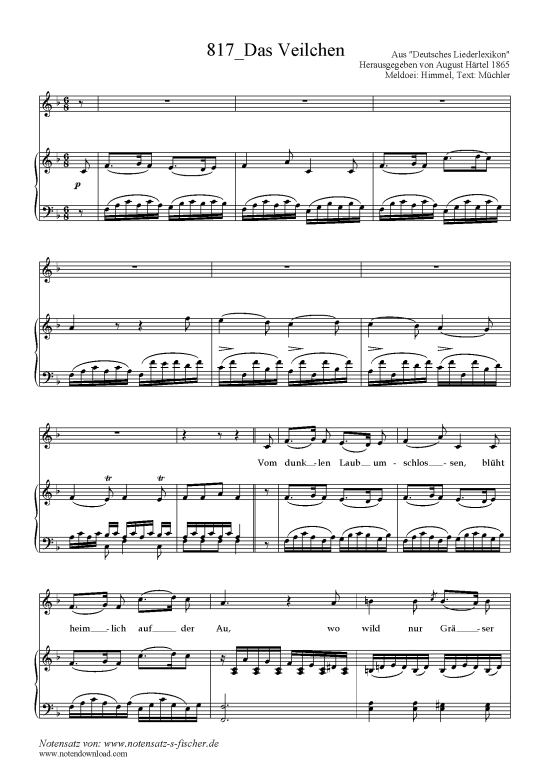 Das Veilchen (Klavier + Gesang) (Klavier  Gesang) von Meldoei Himmel Text M chler