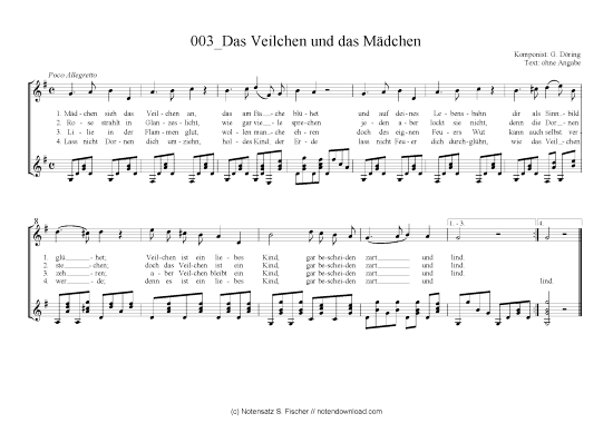 Das Veilchen und das M dchen (Gitarre + Gesang) (Gitarre  Gesang) von G. D ring 