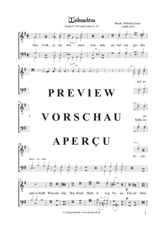 Das Volk so im Finstern wandelt (M nnerchor) (M nnerchor) von Wilhelm Greef