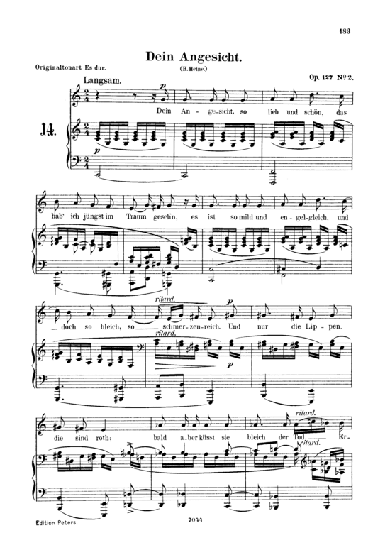 Dein Angesicht Op.127 No.2 (Gesang tief + Klavier) (Klavier  Gesang tief) von Robert Schumann