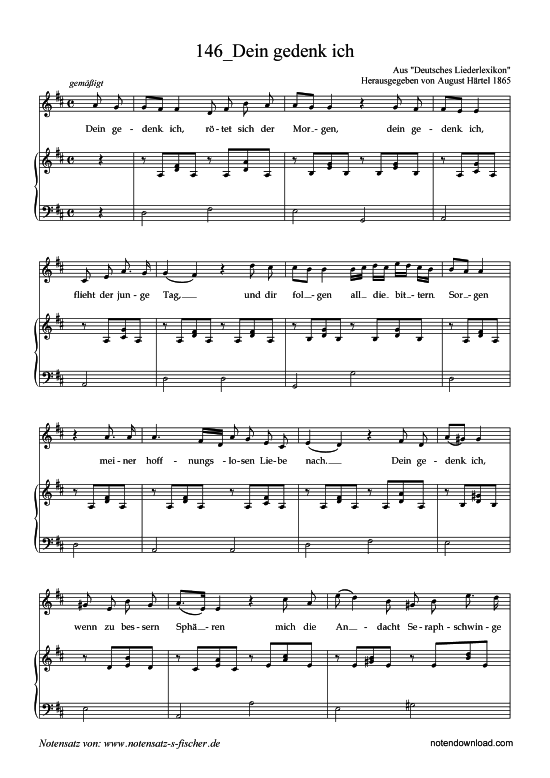 Dein gedenk ich (Klavier + Gesang) (Klavier  Gesang) von Aus Deutsches Liederlexikon A. H rtel (1865)