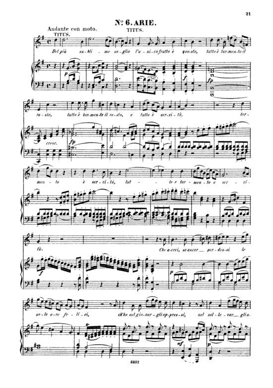 Del piu sublime soglio (Klavier + Tenor Solo) (Klavier  Tenor) von W. A. Mozart (K.621)