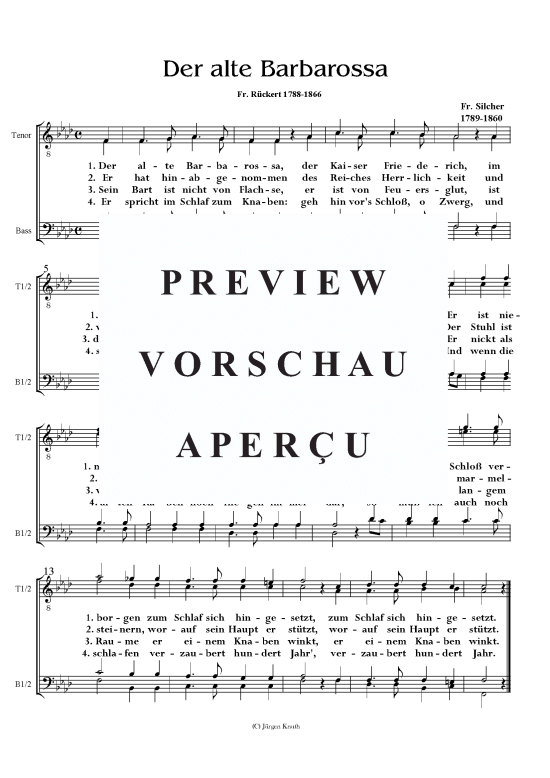 Der alte Barbarossa (M nnerchor) (M nnerchor) von Friedrich Silcher