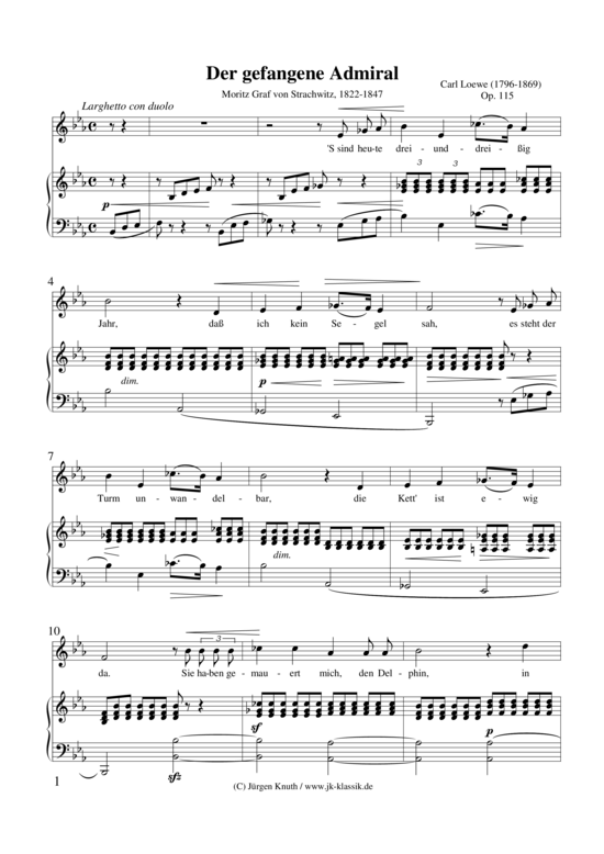 Der gefangene Admiral Op. 115 (Gesang + Klavier) (Klavier  Gesang) von Carl Loewe (1796-1869)