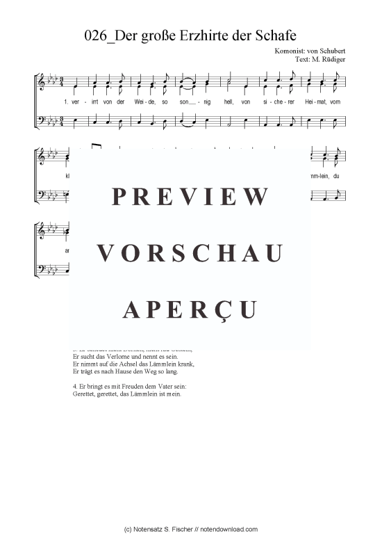 Der gro e Erzhirte der Schafe (Gemischter Chor SAB) (Gemischter Chor (SAB)) von von Schubert  M. R diger