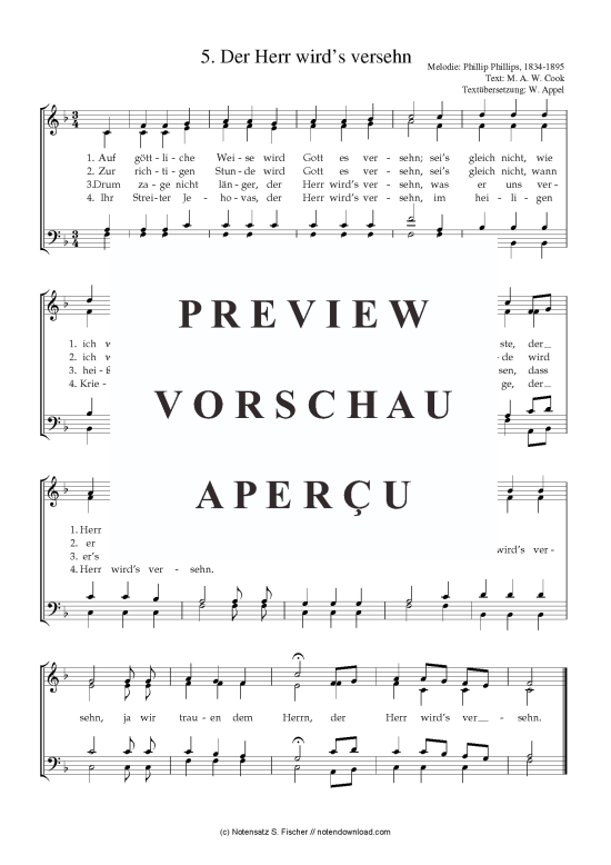 Der Herr wirds versehn (Gemischter Chor) (Gemischter Chor) von Phillip Phillips 1834-1895  M. A. W. Cook