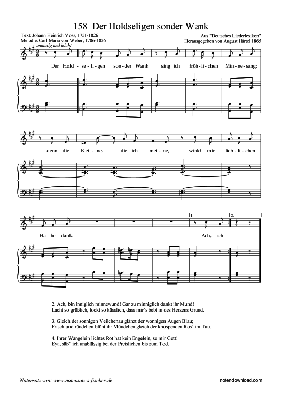 Der Holdseligen sonder Wank (Klavier + Gesang) (Klavier  Gesang) von Carl Maria von Weber 1786-1826