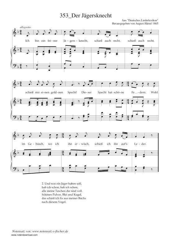 Der J gersknecht (Klavier + Gesang) (Klavier  Gesang) von Aus Deutsches Liederlexikon A. H rtel (1865)