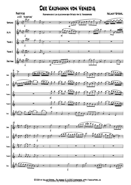 Der Kaufmann von Venedig (Quintett (Saxophon)) von Helmut Strobl - Saxophonquintett (SATTB)