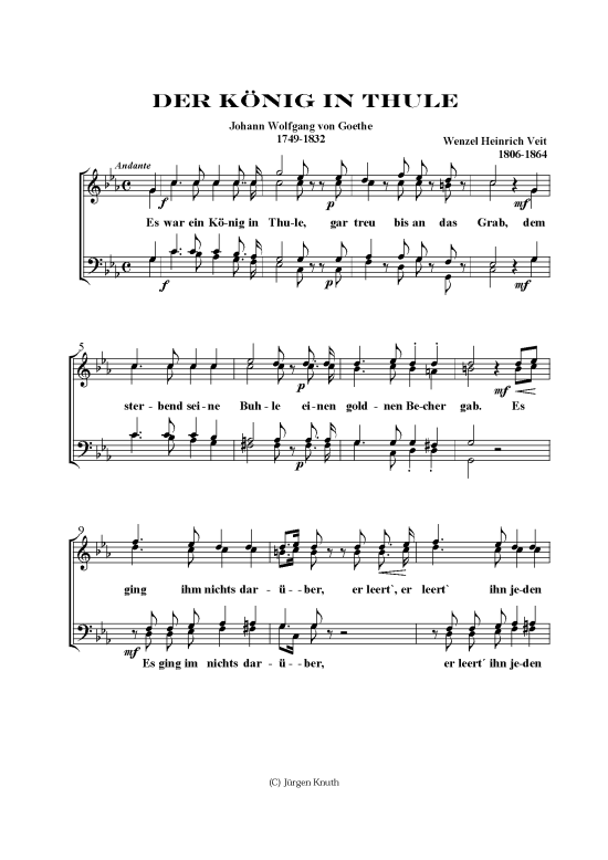 Der K nig in Thule (M nnerchor) (M nnerchor) von Wenzel Heinrich Veit  1806-1864
