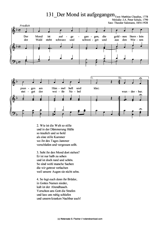 Der Mond Ist Aufgegangen Text Deutsch Der Mond ist aufgegangen Klavier + Gesang - PDF Noten von Text