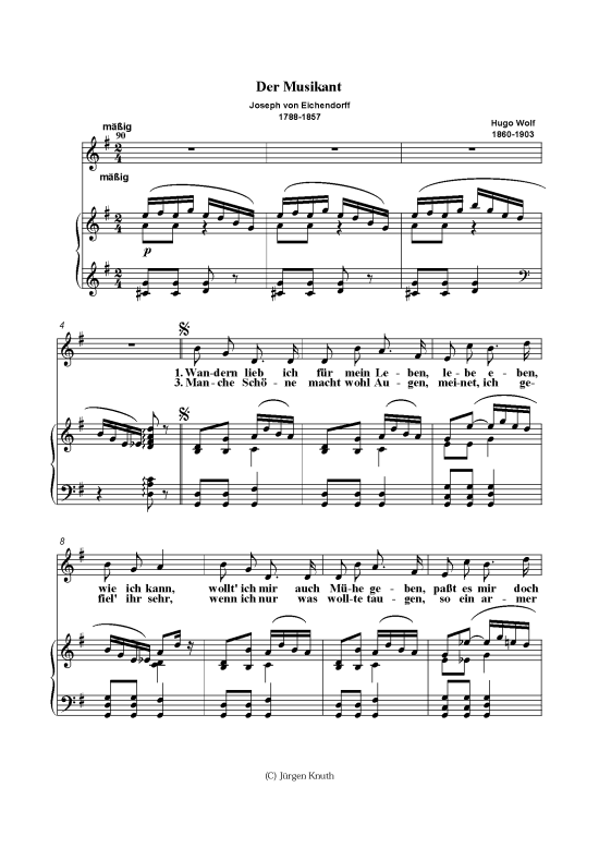 Der Musikant (Klavier + Gesang) (Klavier  Gesang) von Hugo Wolf