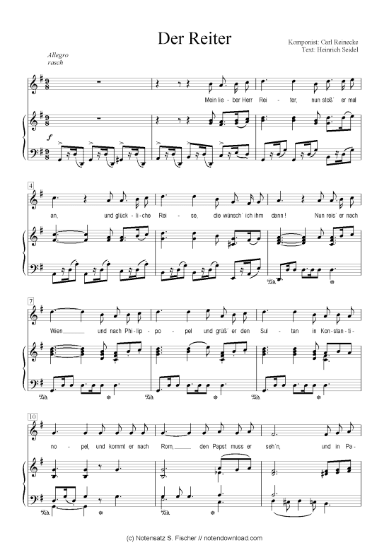 Der Reiter (Klavier + Gesang) (Klavier  Gesang) von Carl Reinecke  Heinrich Seidel