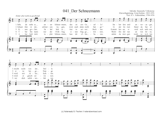 Der Schneemann (Klavier + Gesang) (Klavier  Gesang) von Russische Volksweise