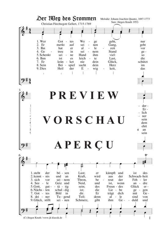 Der Weg des Frommen (Wer Gottes Wege geht) (Gemischter Chor) (Gemischter Chor) von Johann Joachim Quantz