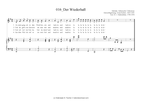 Der Wiederhall (Klavier + Gesang) (Klavier  Gesang) von Schlesische Volksweise 