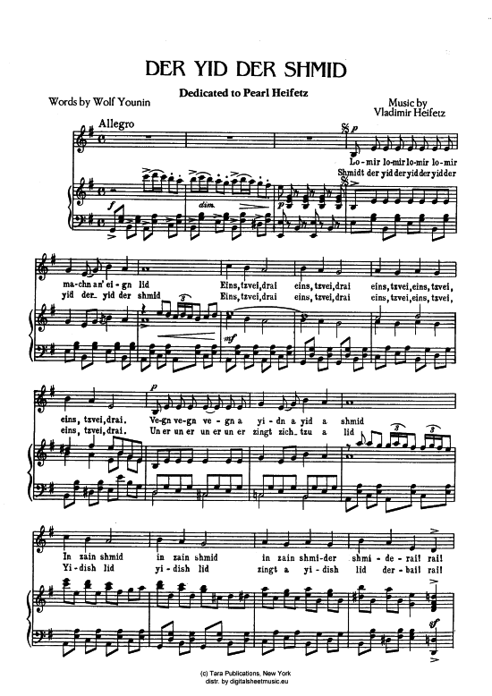 Der Yid Der Shmid (Klavier + Gesang) (Klavier Gesang  Gitarre) von Klezmer - Jiddisch 