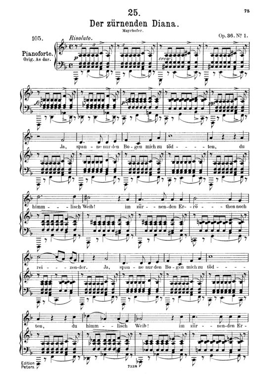 Der z rnenden Diana D.707 (Gesang mittel + Klavier) (Klavier  Gesang mittel) von Franz Schubert