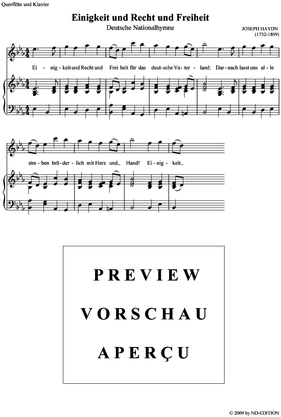 Deutsche Nationalhymne (Querfl te+Klavier) (Klavier  Querfl te) von Joseph Haydn