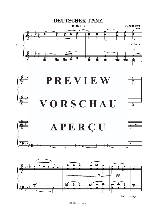 Deutscher Tanz (D. 820.3) (Klavier Solo) (Klavier Solo) von Franz Schubert