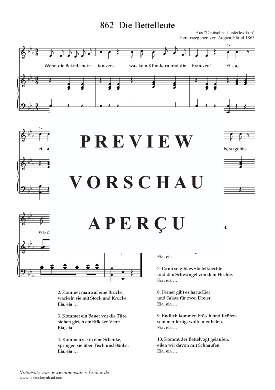Die Bettelleute (Klavier + Gesang) (Klavier  Gesang) von Aus Deutsches Liederlexikon 1865