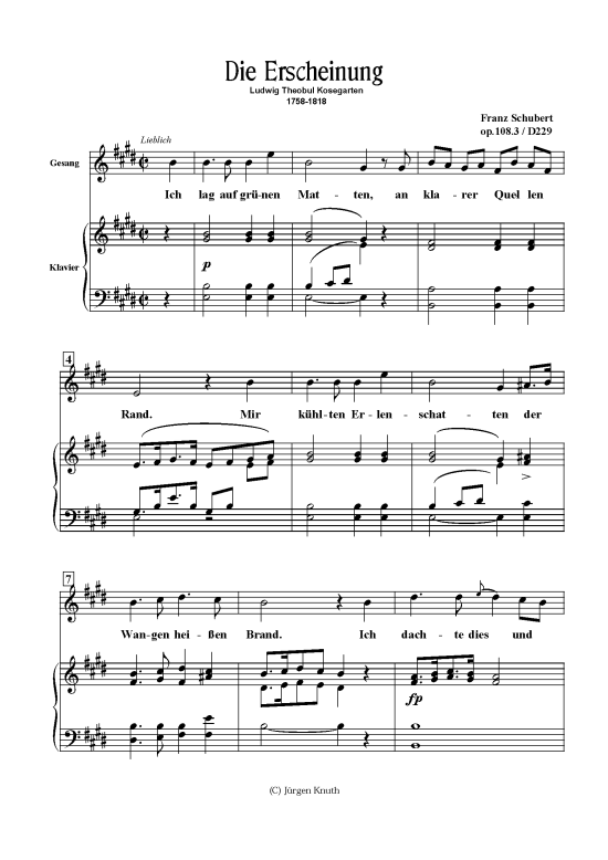 Die Erscheinung (Klavier + Gesang) (Klavier  Gesang) von Franz Schubert (op.108.3  D229)