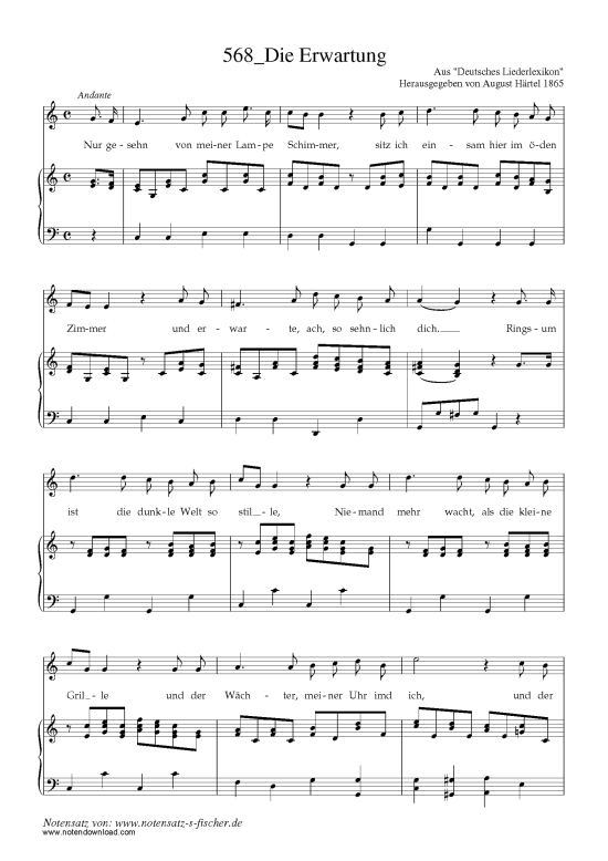 Die Erwartung (Klavier + Gesang) (Klavier  Gesang) von Aus Deutsches Liederlexikon A. H rtel (1865)