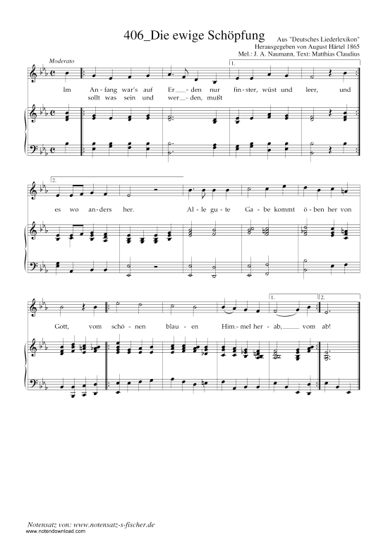 Die ewige Sch pfung (Klavier + Gesang) (Klavier  Gesang) von J. A. Naumann