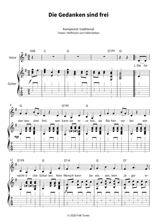 Die Gedanken sind frei Gesang +