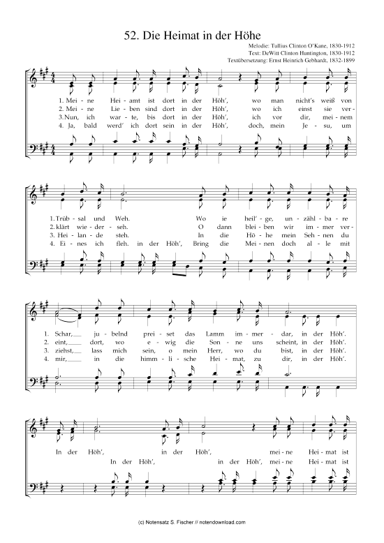Die Heimat in der H he (Gemischter Chor) (Gemischter Chor) von Tullius Clinton O Kane 1830-1912  DeWitt Clinton Huntington 1830-1912