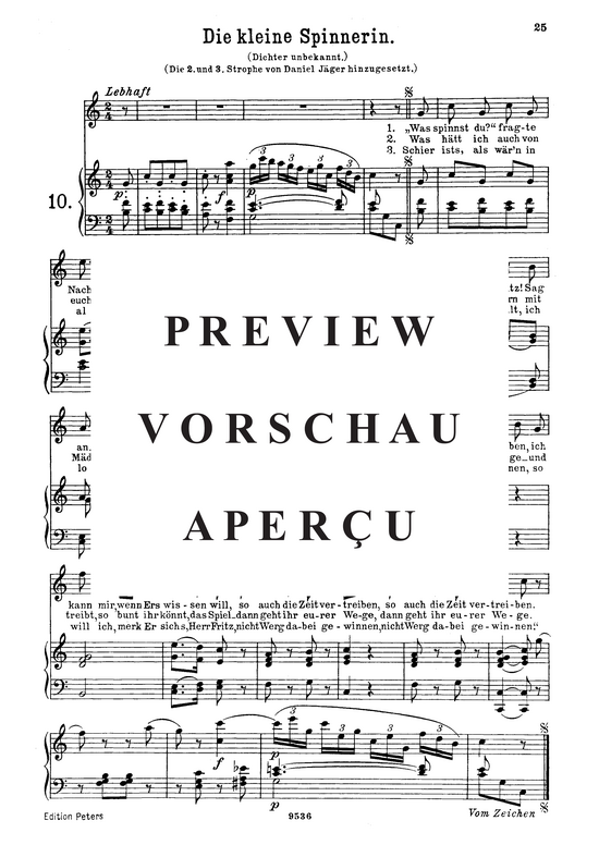 Die kleine Spinnerin K 531 (Gesang hoch + Klavier) (Klavier  Gesang hoch) von Wolfgang Amadeus Mozart