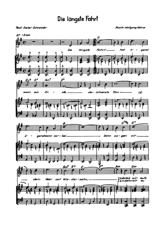 Die l auml ngste Fahrt (Klavier + Gesang) (Klavier Gesang  Gitarre) von 1946