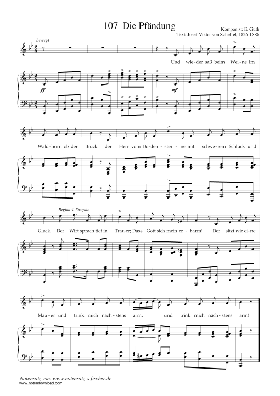 Die Pf ndung (Klavier + Gesang) (Klavier  Gesang) von E. Guth