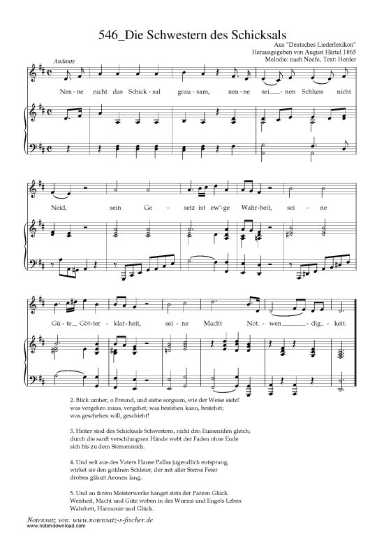 Die Schwestern des Schicksals (Klavier + Gesang) (Klavier  Gesang) von Aus Deutsches Liederlexikon A. H rtel (1865)
