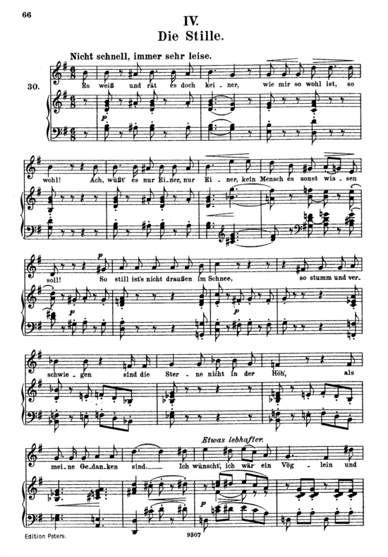 Die Stille Op.39 No.4 (Gesang hoch + Klavier) (Klavier  Gesang hoch) von Robert Schumann