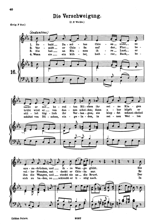 Die Verschweigung K. 518 (Gesang mittel + Klavier) (Klavier  Gesang mittel) von Wolfgang Amadeus Mozart