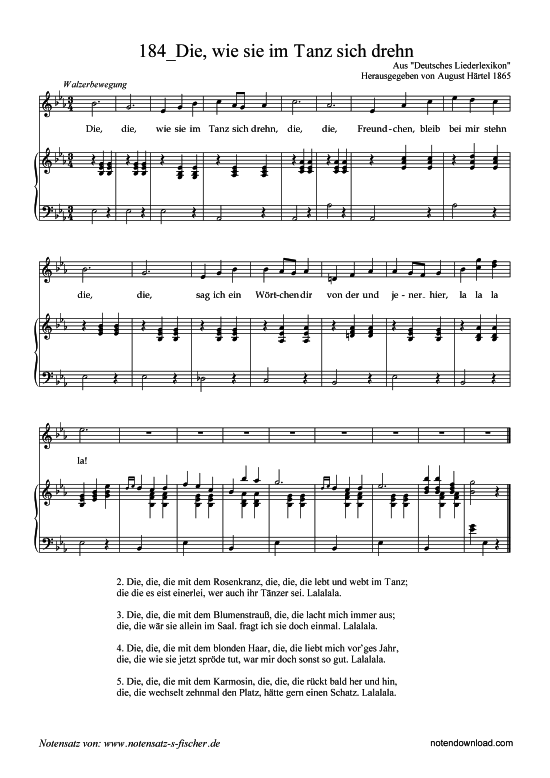 Die wie sie im Tanz sich drehn (Klavier + Gesang) (Klavier  Gesang) von Aus Deutsches Liederlexikon A. H rtel (1865)