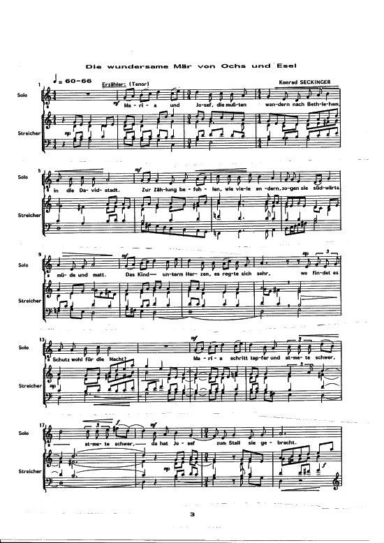 Die wundersame M r von Ochs und Esel Partitur (Soli Gemischter Chor Instrumente) (Gemischter Chor Soli) von Konrad Seckinger