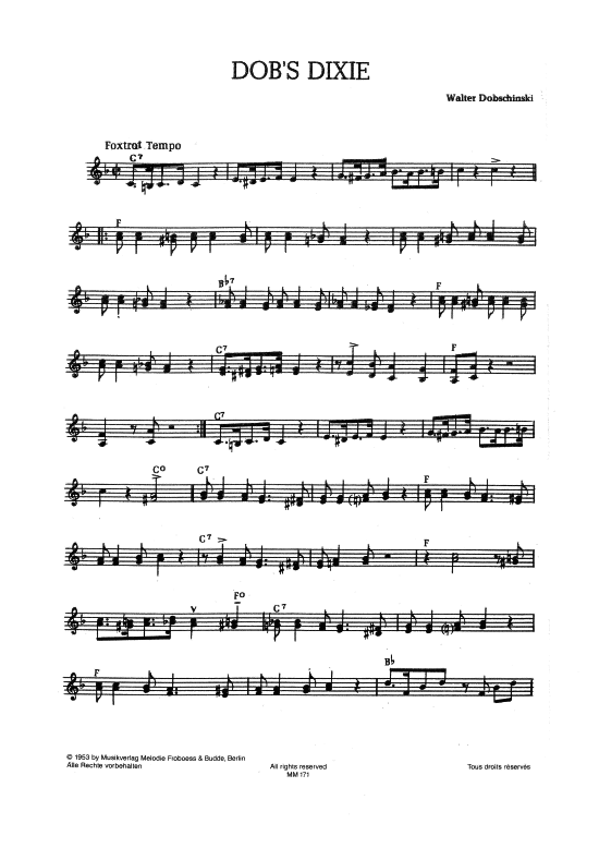 Dob acute s Dixie (Dob s Dixie) Melodie + Akkorde) (Melodie  Akkorde) von Kurt Henkel - Werner M uuml ller
