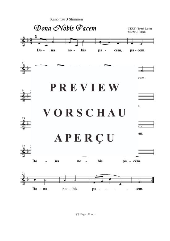 Dona Nobis Pacem (Kanon 3-stimmig) (Gesang) von anonym