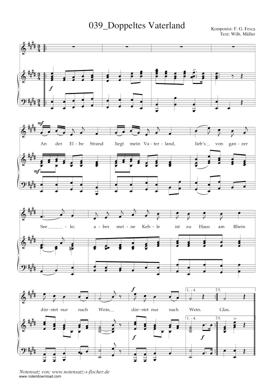 Doppeltes Vaterland (Klavier + Gesang) (Klavier  Gesang) von F. G. Fesca