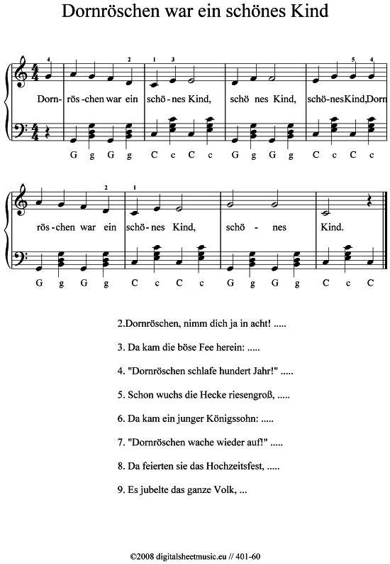 Dornr schen war ein sch nes Kind (Akkordeon) (Akkordeon) von Volkslied Kinderlied