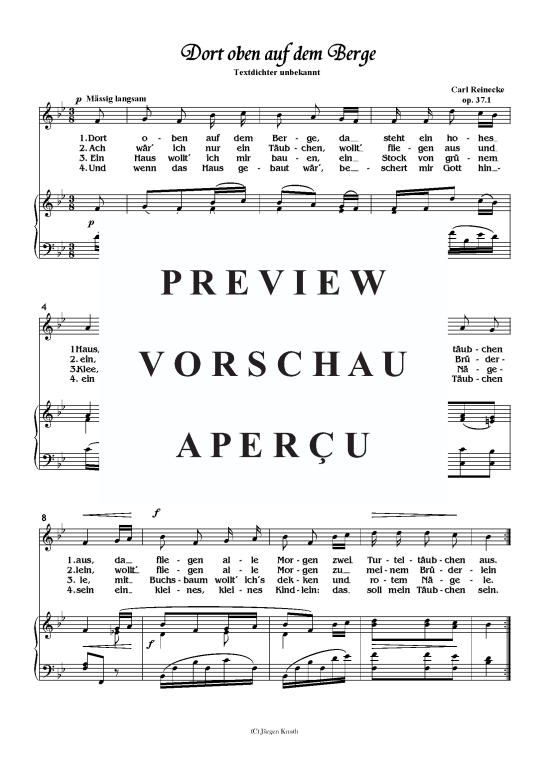 Dort oben auf dem Berge (Klavier + Gesang) (Klavier  Gesang) von Carl Reinecke
