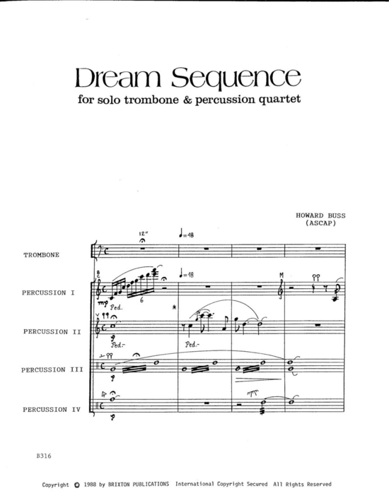 Dream Sequence Soloposaune/Euphonium und 4 Schlagzeuger PDF Noten von