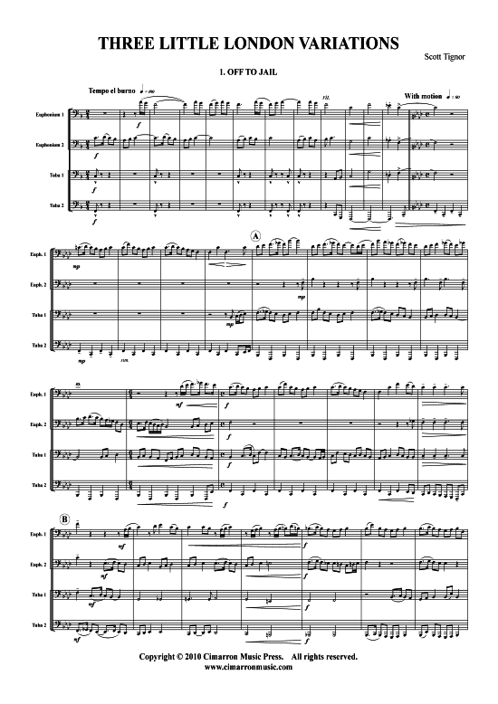 Drei London-Variationen (Tuba Quartett 2x Bariton 2xTuba) (Quartett (Tuba)) von Scott Tignor